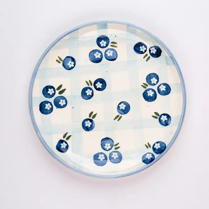 Blueberry Ceramic Breakfast Set - Side Plate And Breakfast Bowl