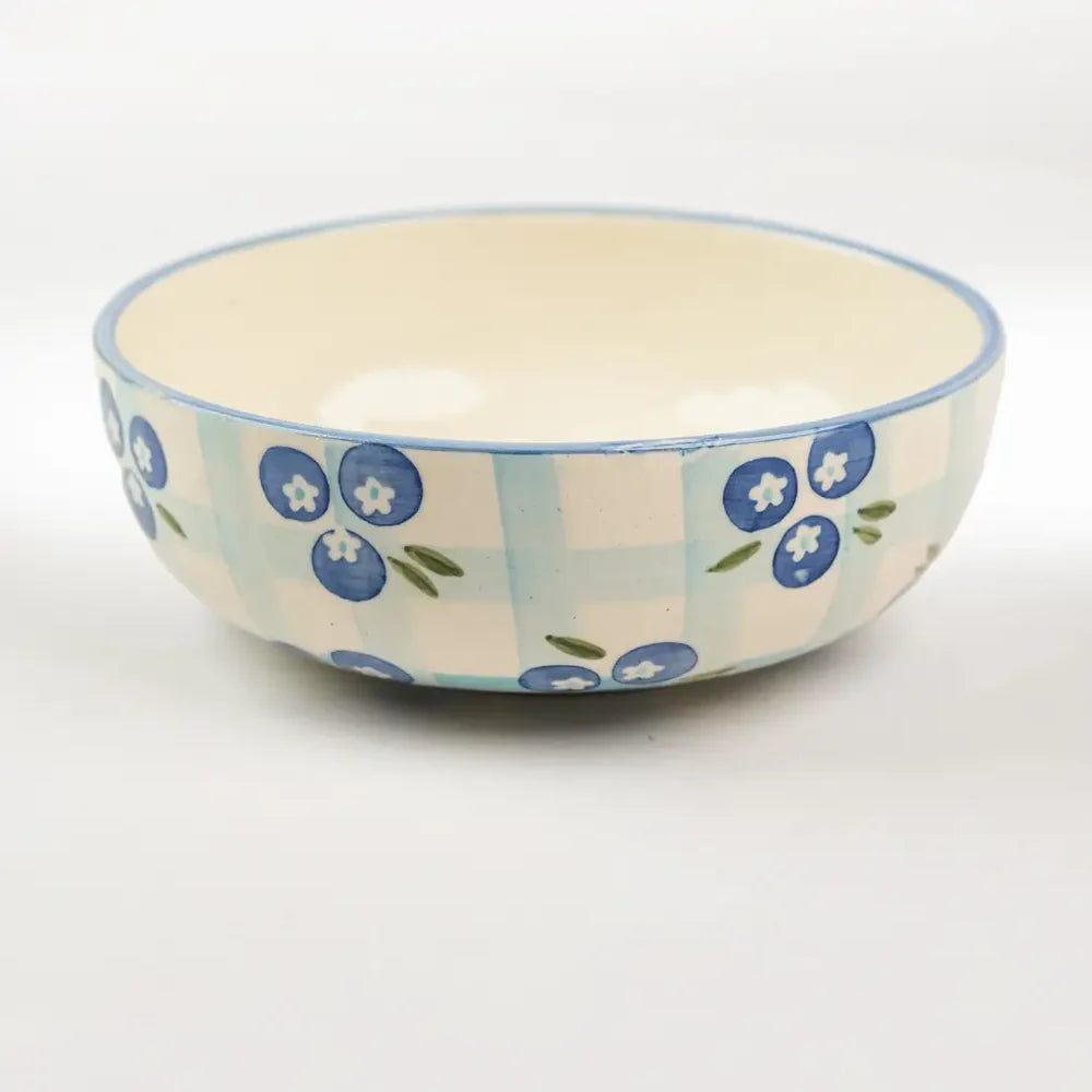 Blueberry Ceramic Breakfast Set - Side Plate And Breakfast Bowl