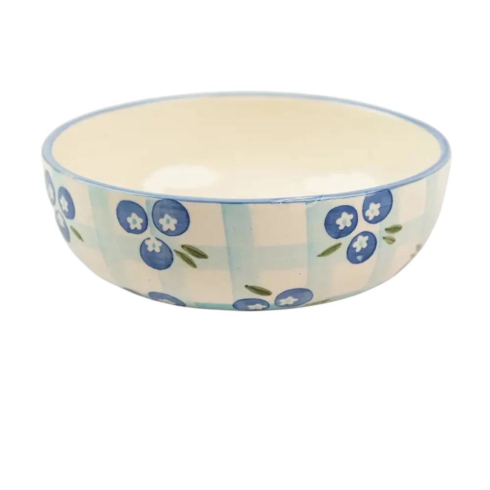 Blueberry Ceramic Breakfast Set - Side Plate And Breakfast Bowl