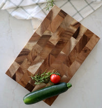 Suar Wood End Grain Butcher Block, with handles