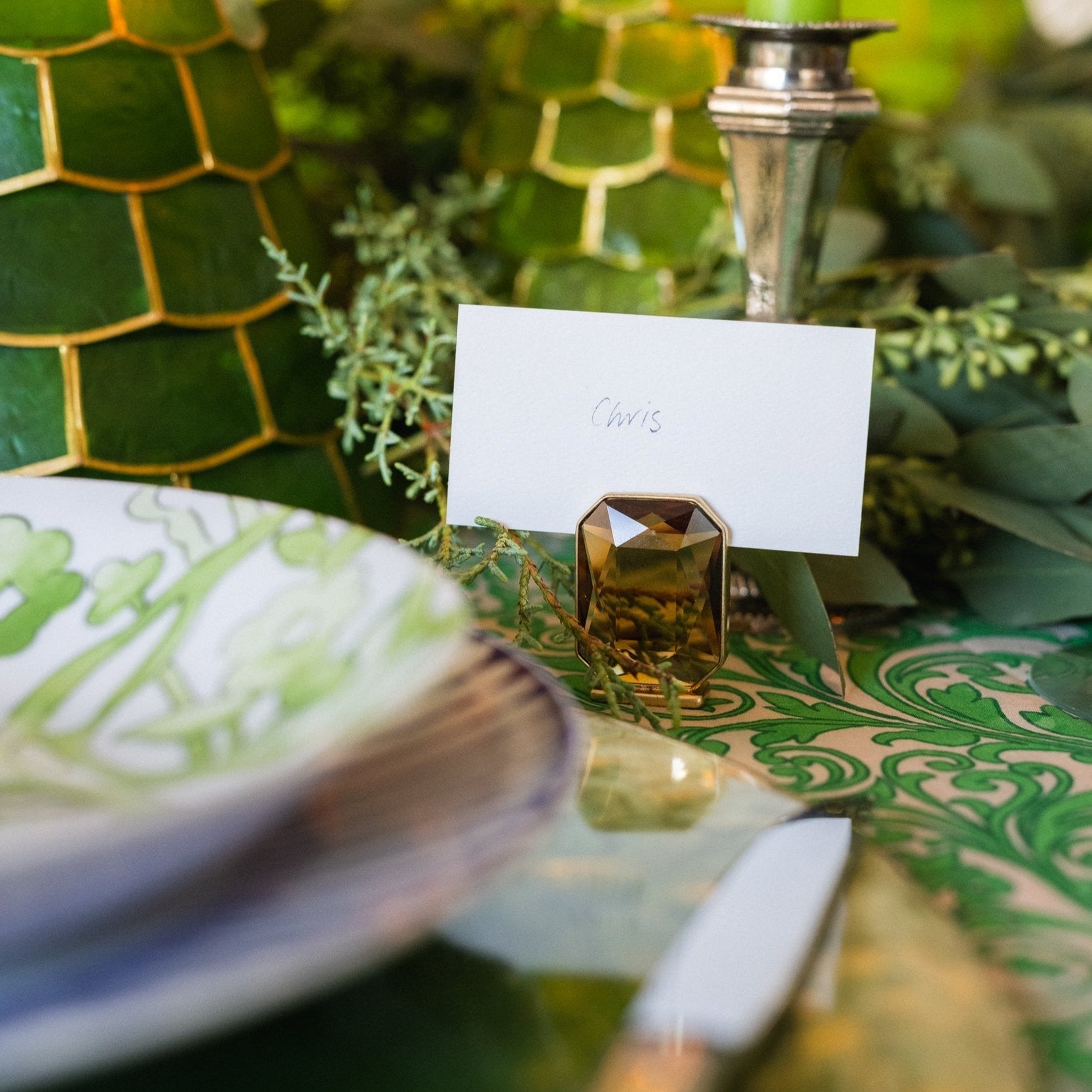 Single Gem Placecard Holder - Topaz (Set of 2)