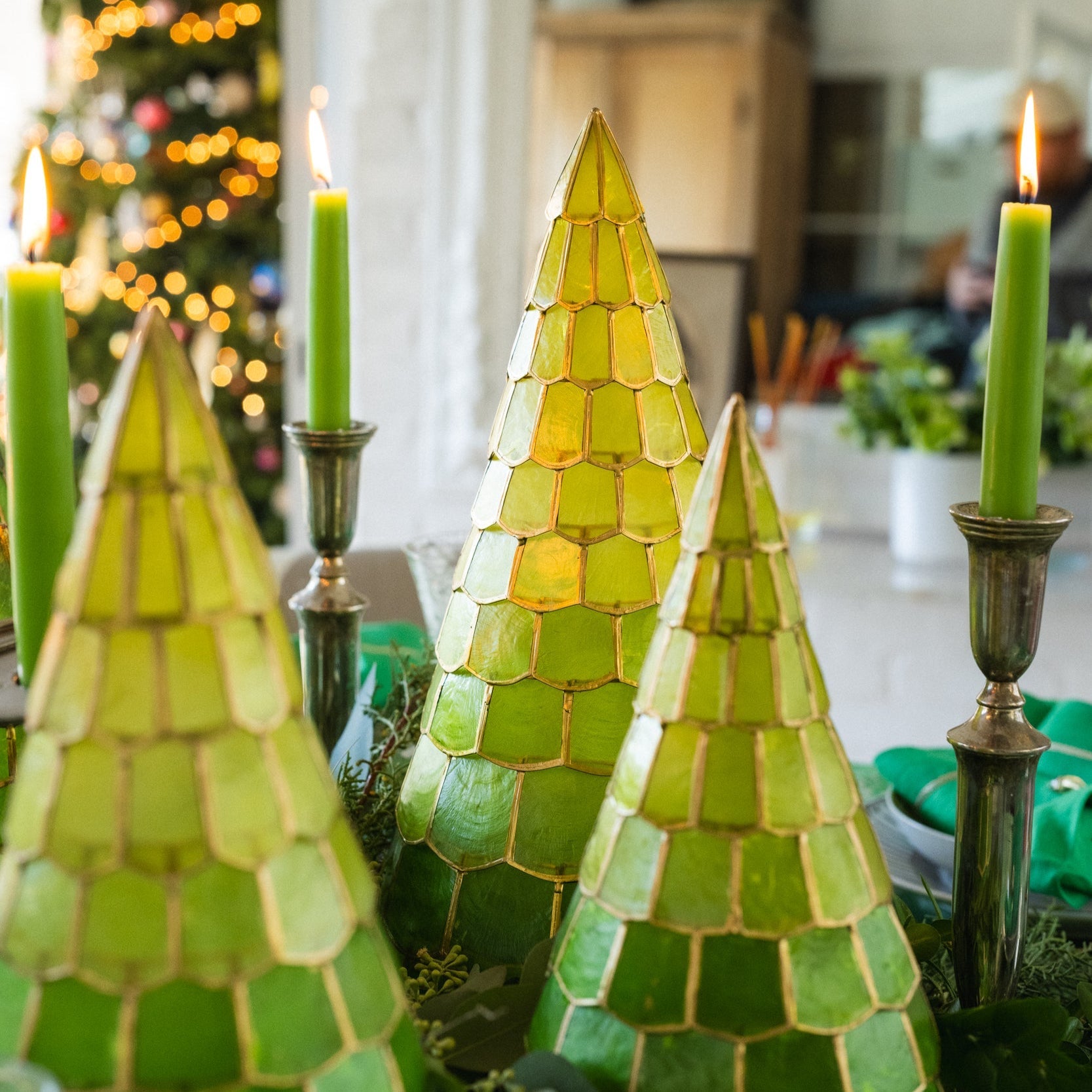 Capiz Trees - Green (Set of 3)