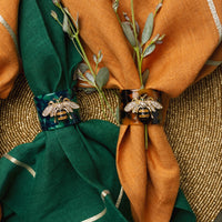 Stripey Bee Resin Napkin Rings - Tortoiseshell (Set of 4)