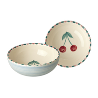 Ceramic Bowl with Hand Painted Cherry - 11.8 oz