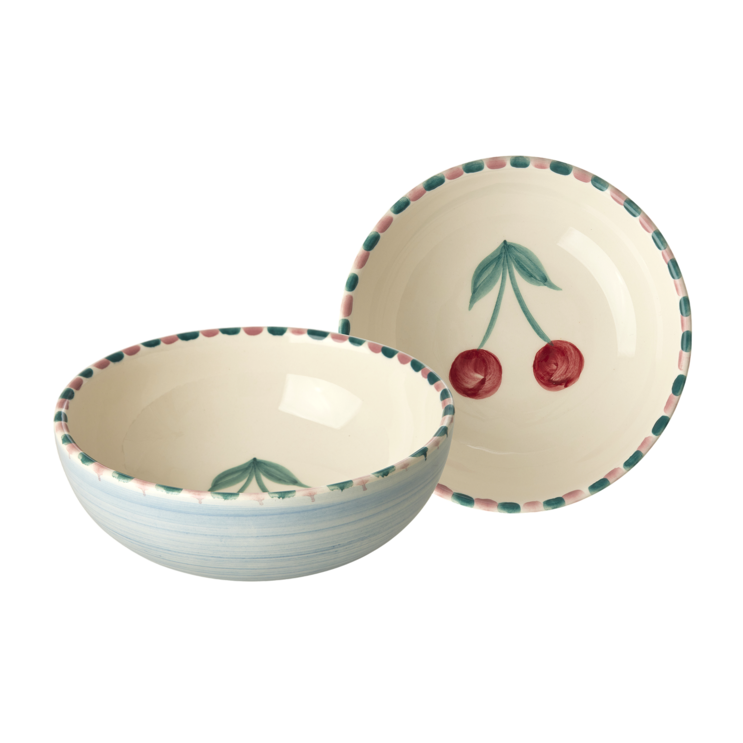 Ceramic Bowl with Hand Painted Cherry - 11.8 oz