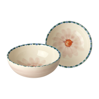 Ceramic Bowl with Hand Painted Soft Pink Flower - 11.8 oz