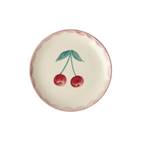 Ceramic Cake Plate with Hand Painted Cherries