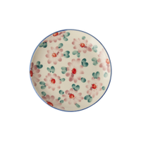 Ceramic Cake Plate with Hand Painted Pink Flowers