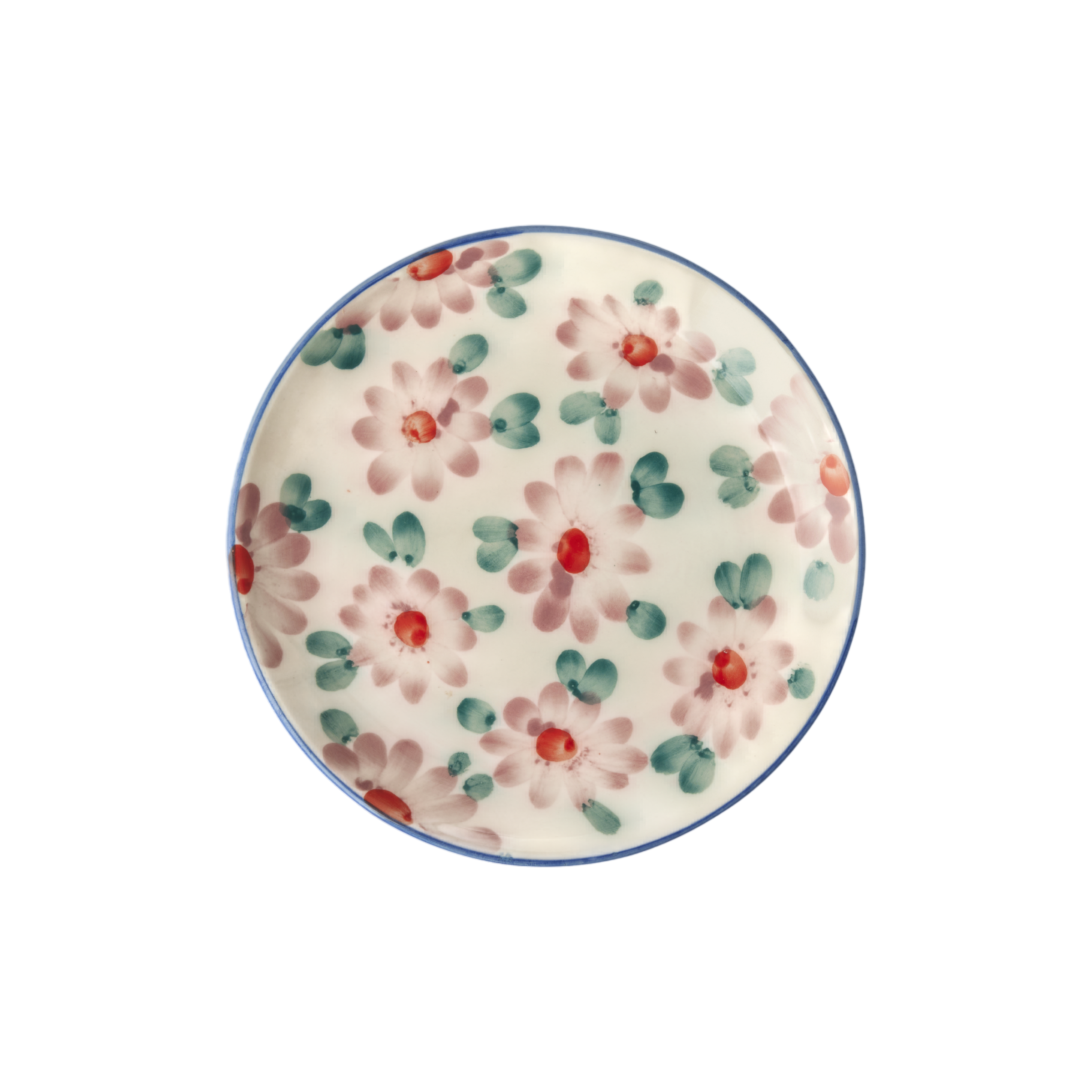 Ceramic Cake Plate with Hand Painted Pink Flowers