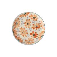 Ceramic Cake Plate with Hand Painted Orange Flowers