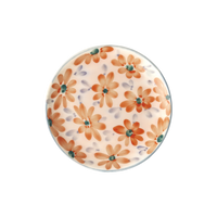 Ceramic Cake Plate with Hand Painted Orange Flowers
