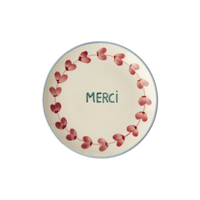 Ceramic Cake Plate with Hand Painted Merci