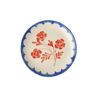 Ceramic Cake Plate with Hand Painted Vintage Flower