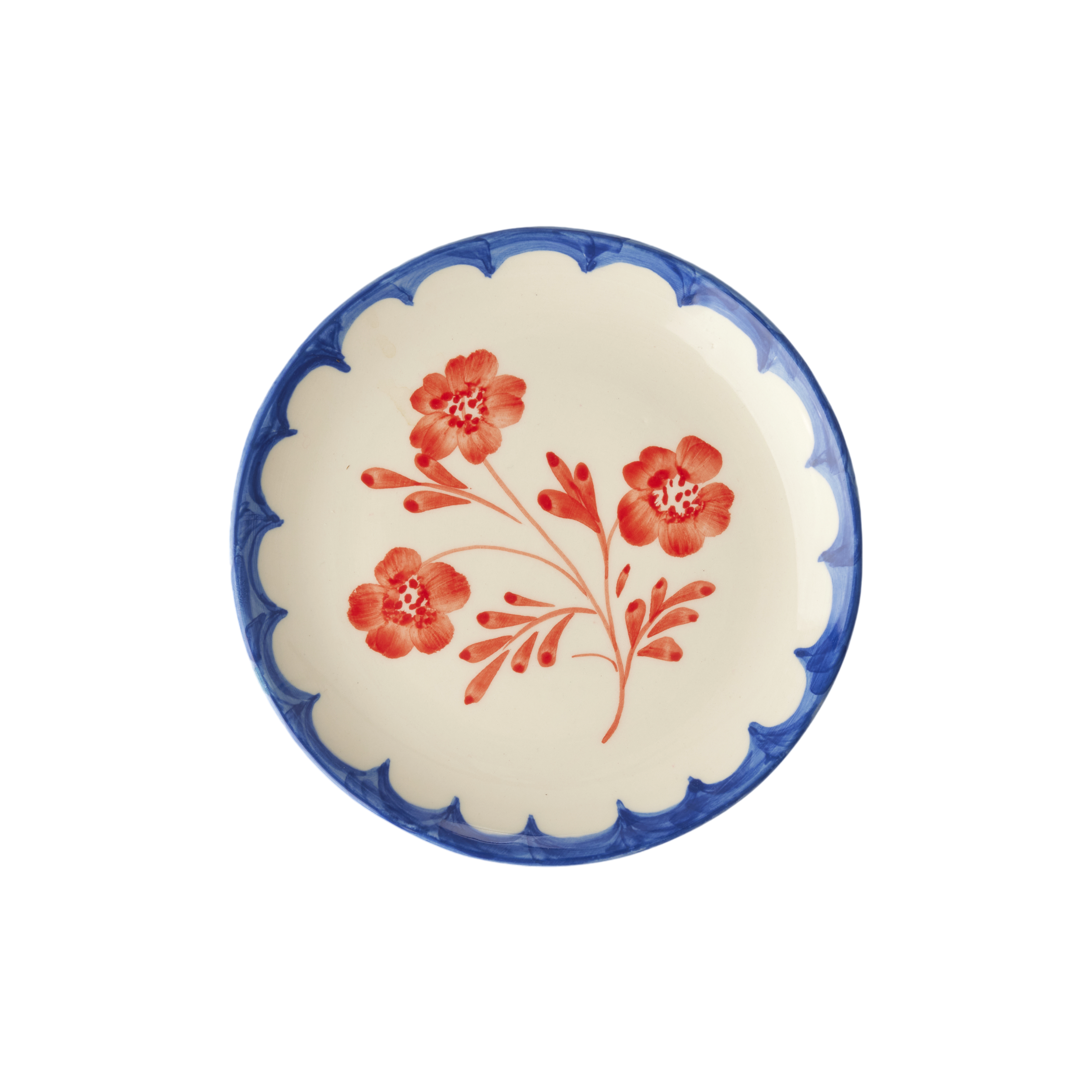 Ceramic Cake Plate with Hand Painted Vintage Flower