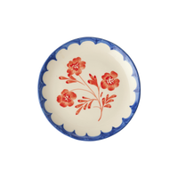 Ceramic Cake Plate with Hand Painted Vintage Flower