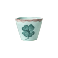 Ceramic Oval Espresso Cup with Hand Painted Good Luck Clover - 2.4 oz