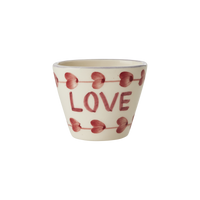 Ceramic Oval Espresso Cup with Hand Painted Love - 2.4 oz