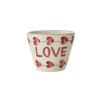 Ceramic Oval Espresso Cup with Hand Painted Love - 2.4 oz