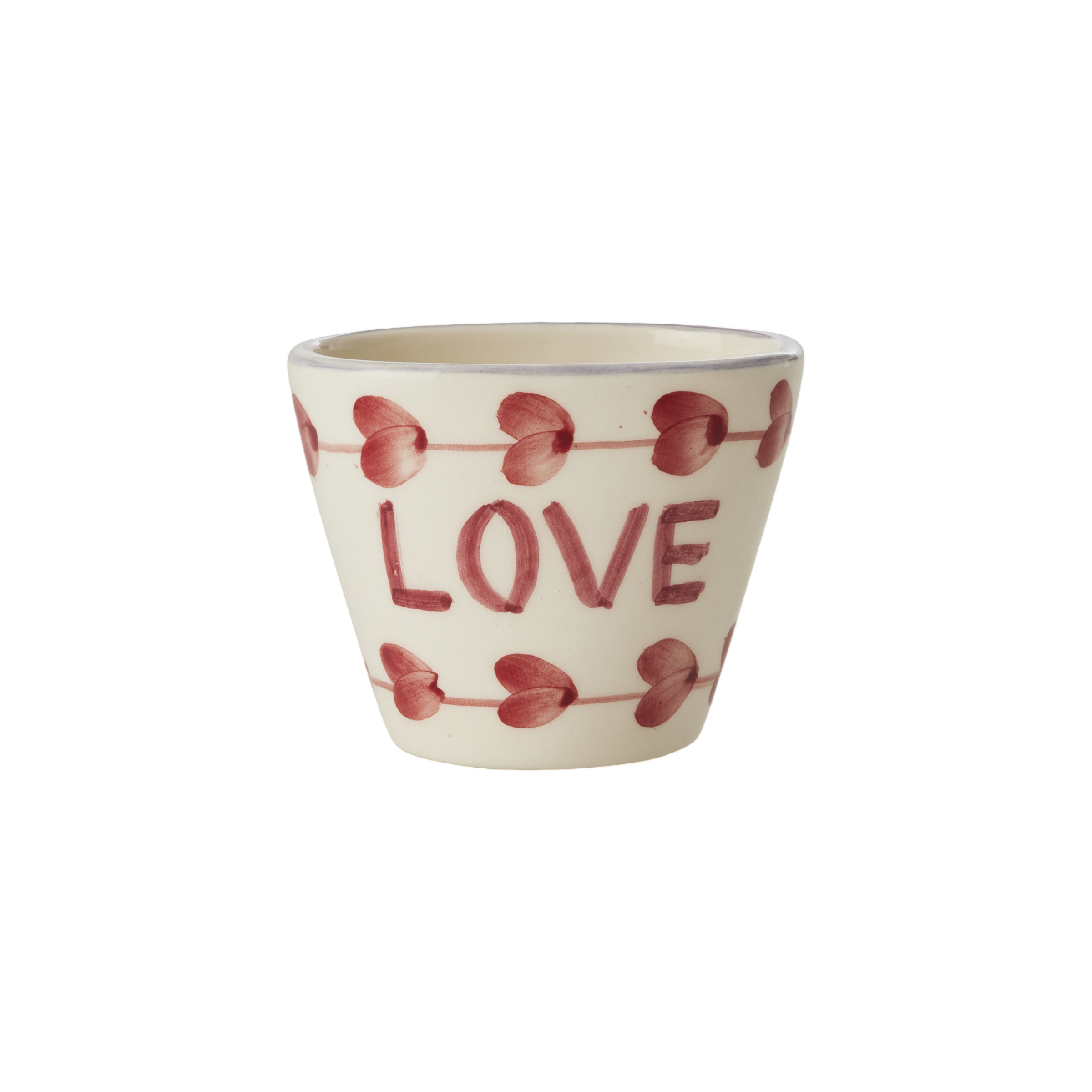 Ceramic Oval Espresso Cup with Hand Painted Love - 2.4 oz