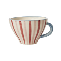Ceramic Tea Cup with Hand Painted Stripes - 5.0 oz
