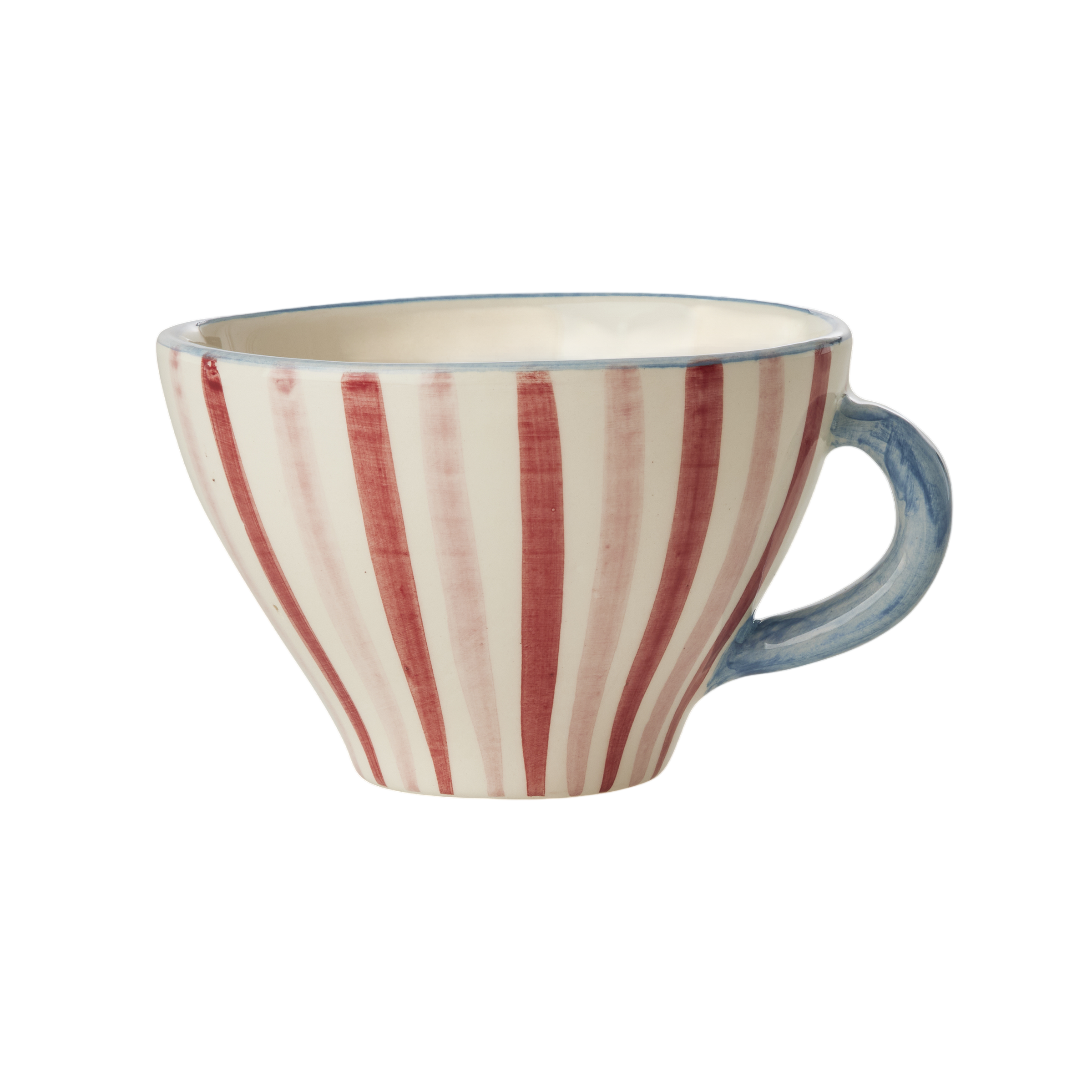 Ceramic Tea Cup with Hand Painted Stripes - 5.0 oz