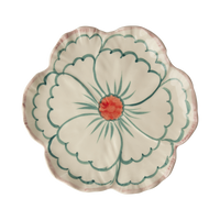 Ceramic Flower Shaped Side Plate with Pink Border