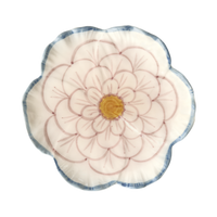 Ceramic Flower Shaped Side Plate with Blue Border