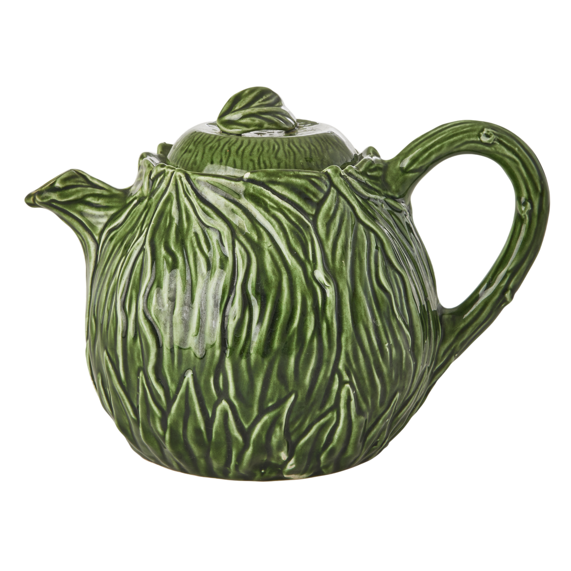 Ceramic Teapot with Embossed Kale Design - Hand Painted - 1,6L / 54.1 oz