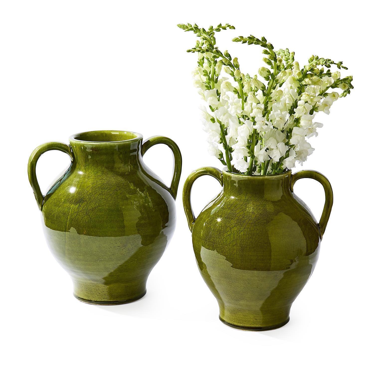 Vintage Style Green Vase (Set of 2)