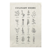 Culinary Herbs Pure Linen Tea Towel
