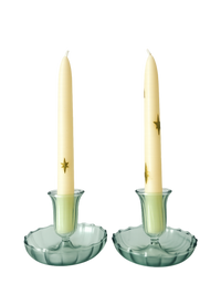 Set of Fluted Candle Holders – Green