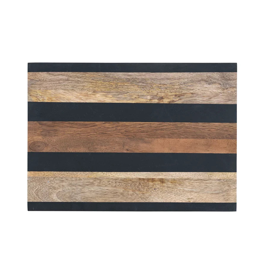 Carver Wood + Black Striped Board