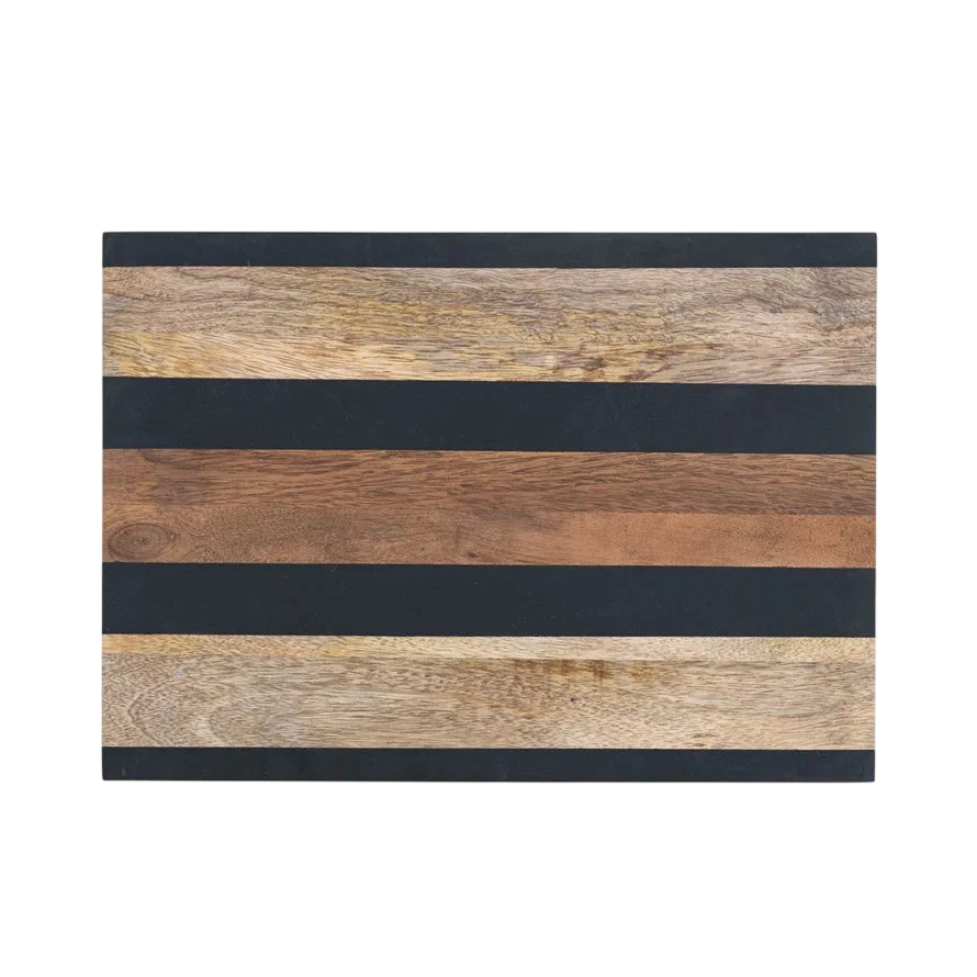 Carver Wood + Black Striped Board