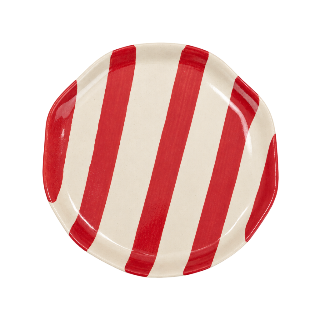 Ceramic Stripe Appetizer Plate - Red (Set of 2)
