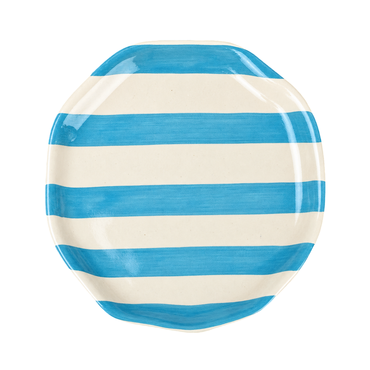 Ceramic Stripe Appetizer Plate - Aqua (Set of 2)