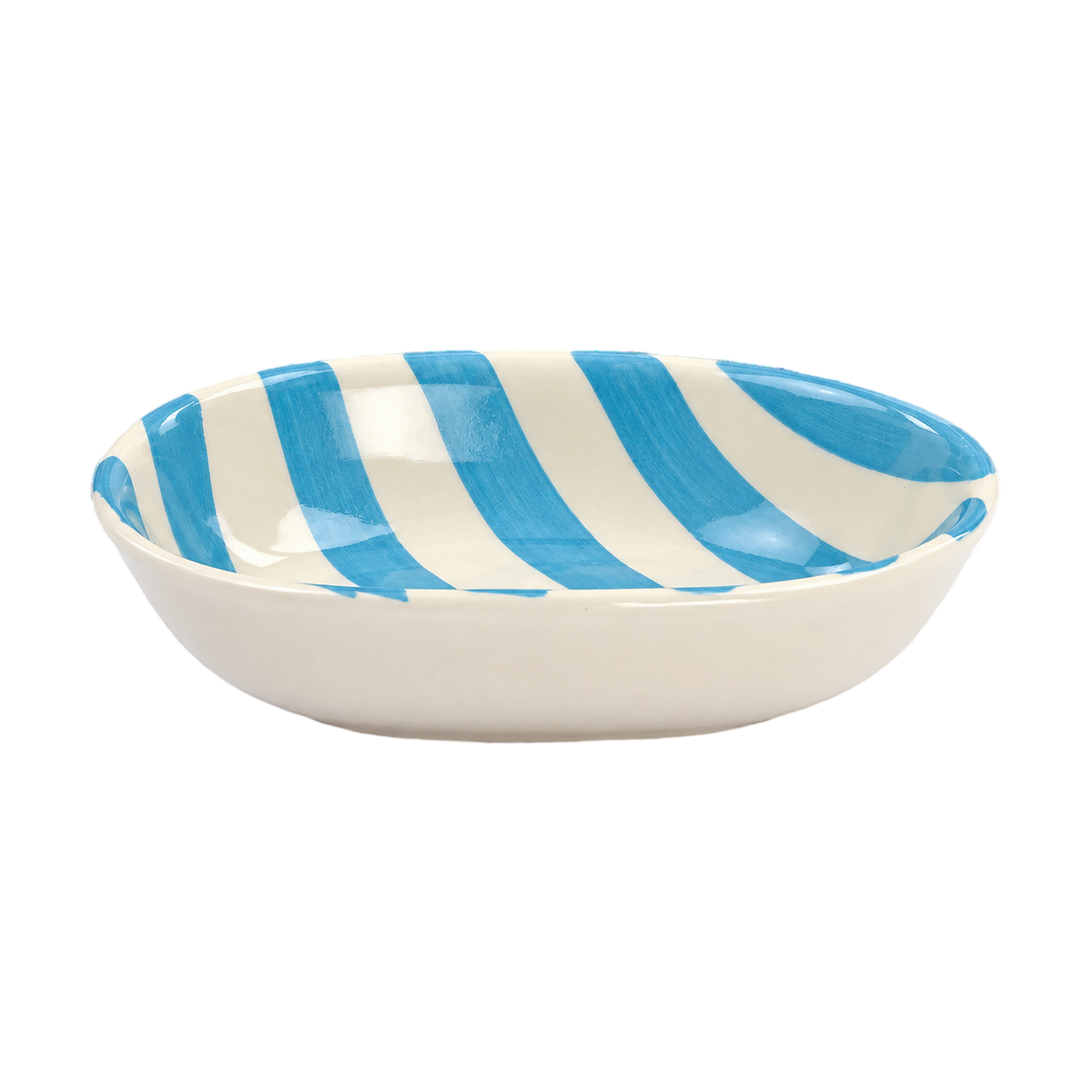 Ceramic Stripe Bowl - Aqua (Set of 2)
