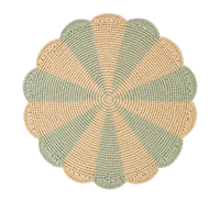 Pinwheel Blue Placemat, raffia tabletop
