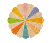 Pinwheel multicolor Placemat, raffia tabletop