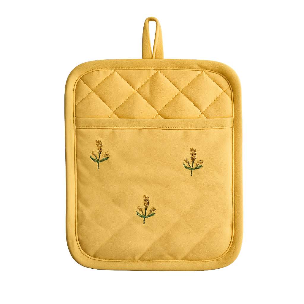 Yellow Embroidered Pot Holder