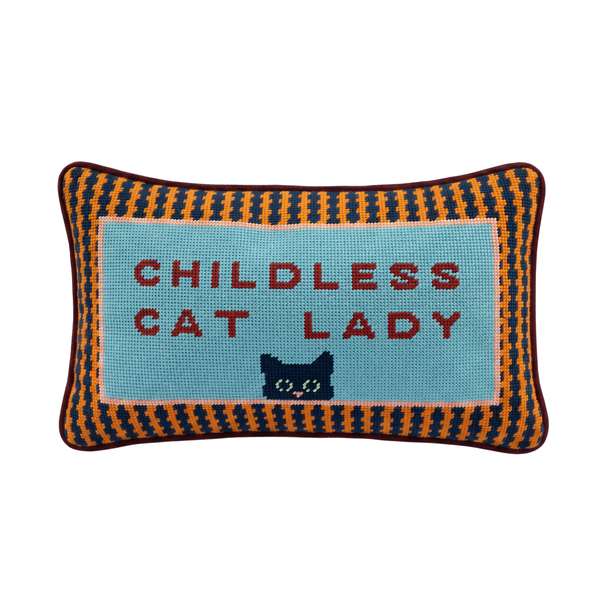 Childless Cat Lady Needlepoint Pillow