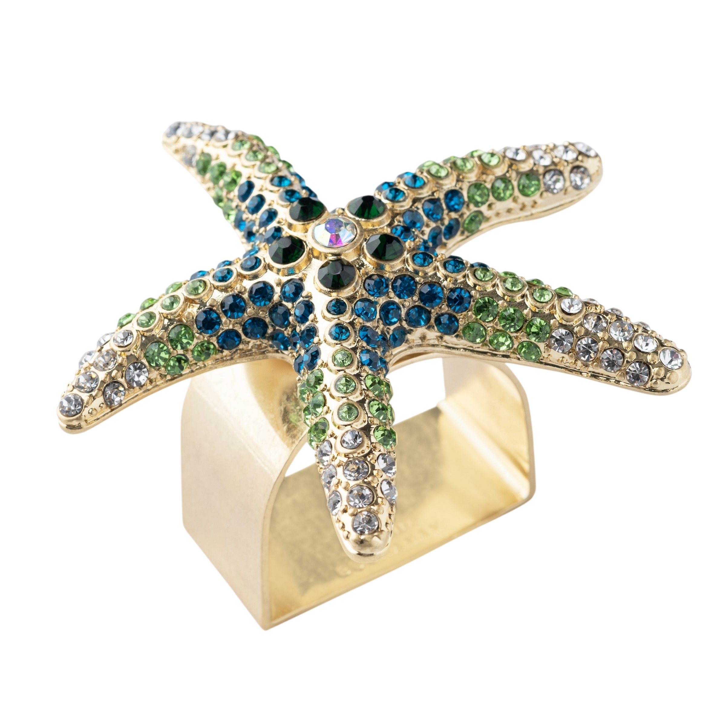 Sparkling Starfish Napkin Rings - Green (Set of 4)