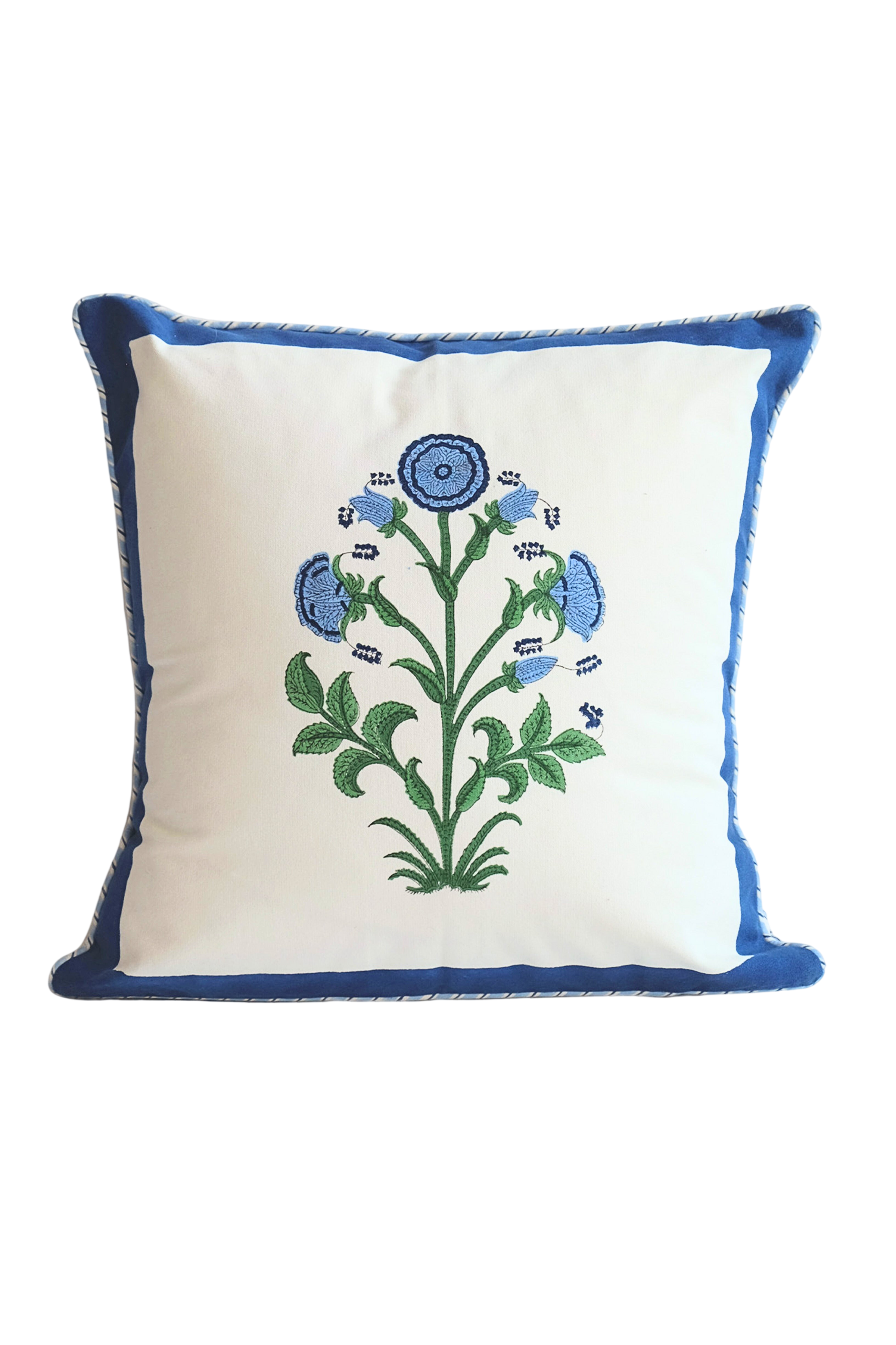 Cobalt Botanical Study Blockprint Pillow