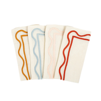 Mixed Colorblock Embroidered Linen Napkins (Set of 4)