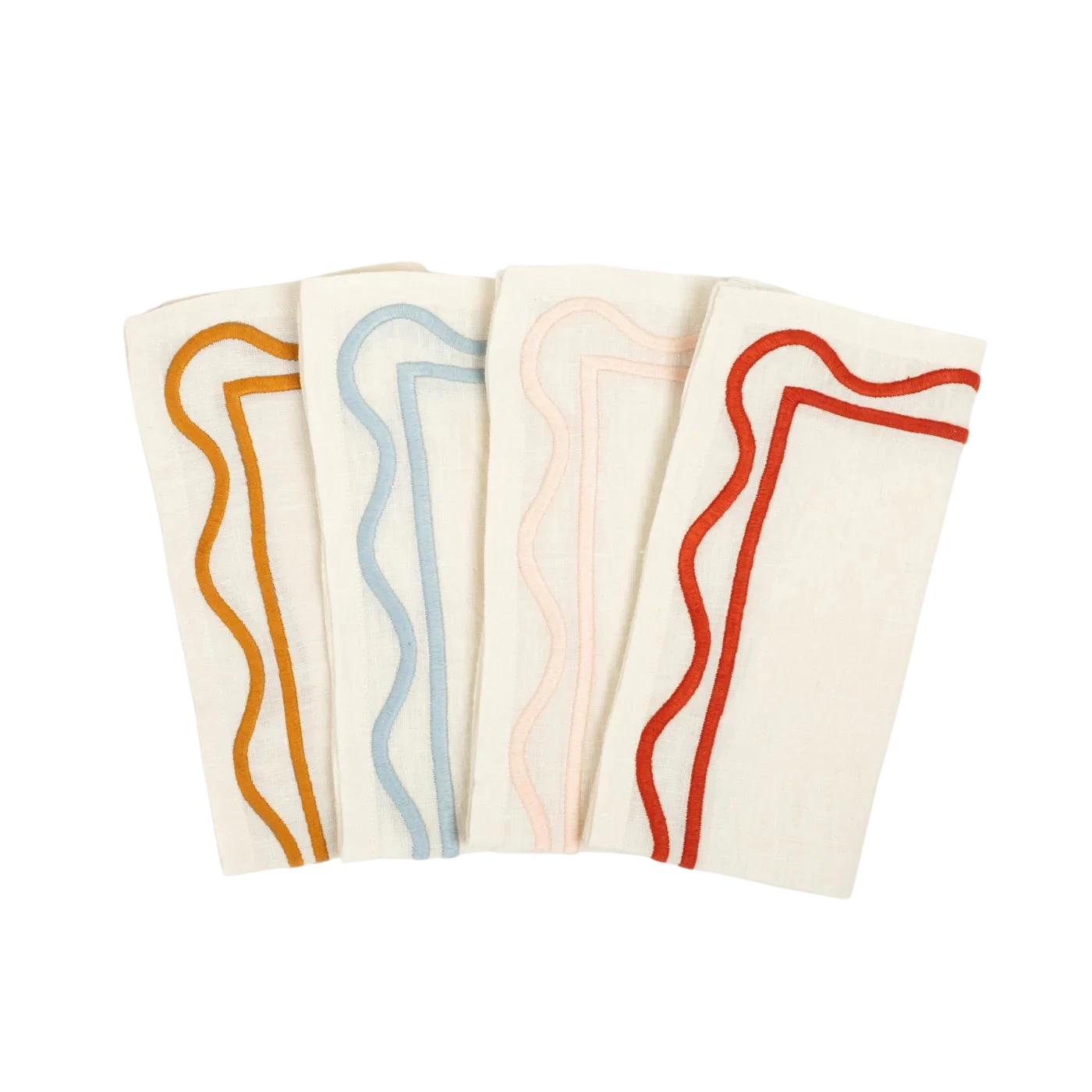 Mixed Colorblock Embroidered Linen Napkins (Set of 4)