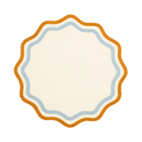 Colorblock Embroidered Linen Placemats in Blue/Amber (Set of 4)
