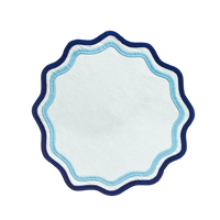 Colorblock Embroidered Linen Placemats in Blue (Set of 4)