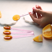 Borosilicate Glass Stirring Spoon - Amber Pink (Set of 4)
