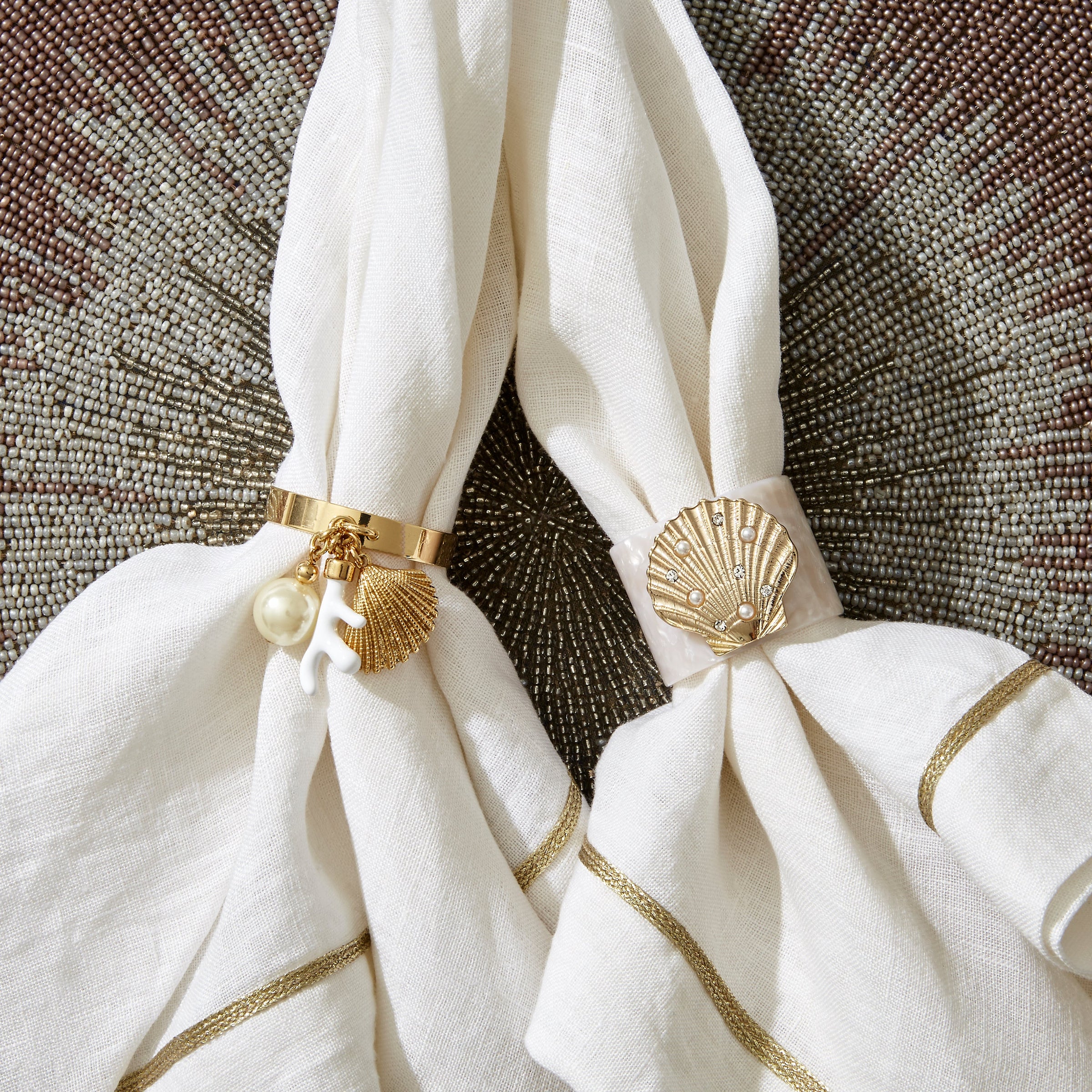 Shell Resin Napkin Rings - Pearly White (Set of Four)