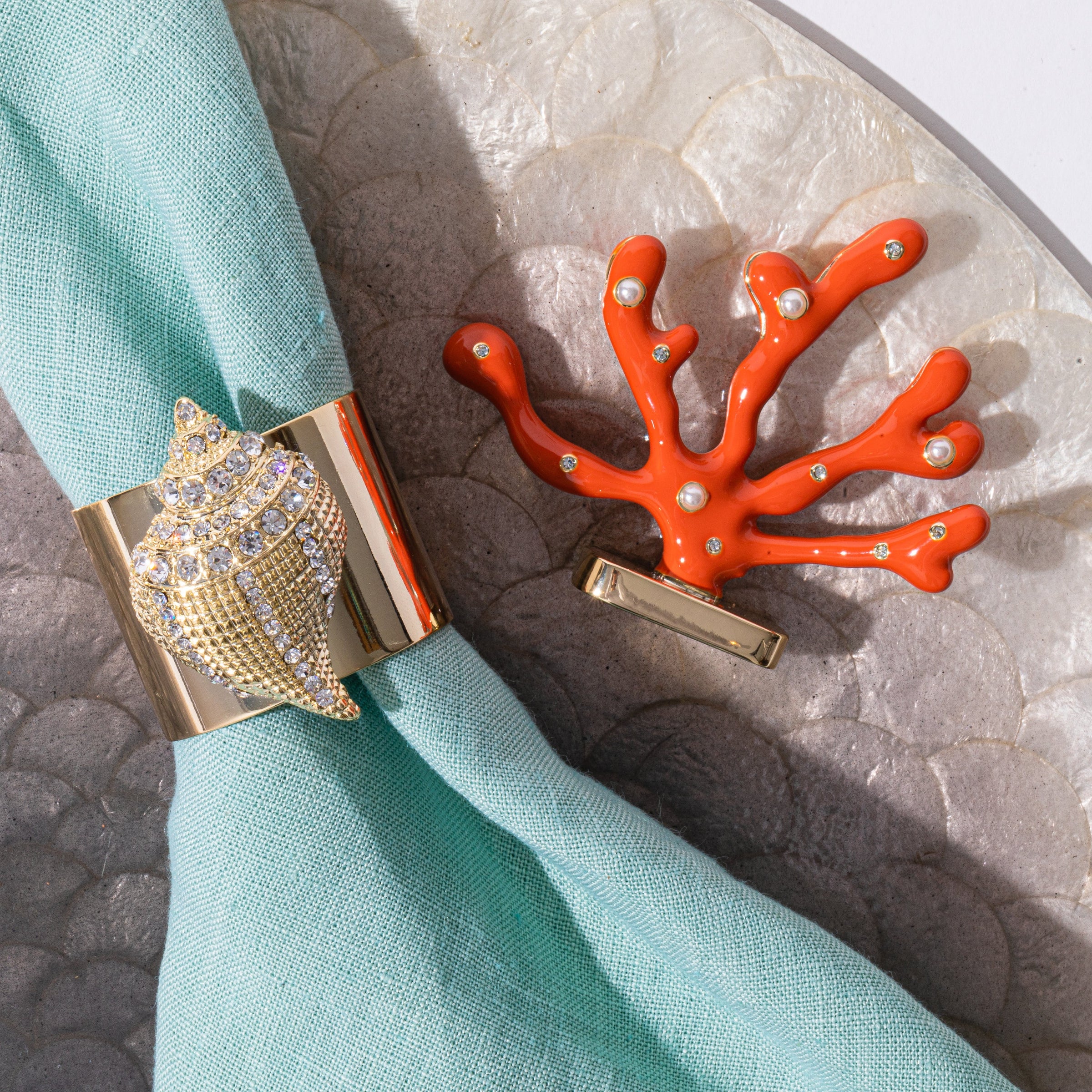 Sparkle Shell Napkin Rings (Set of Two)