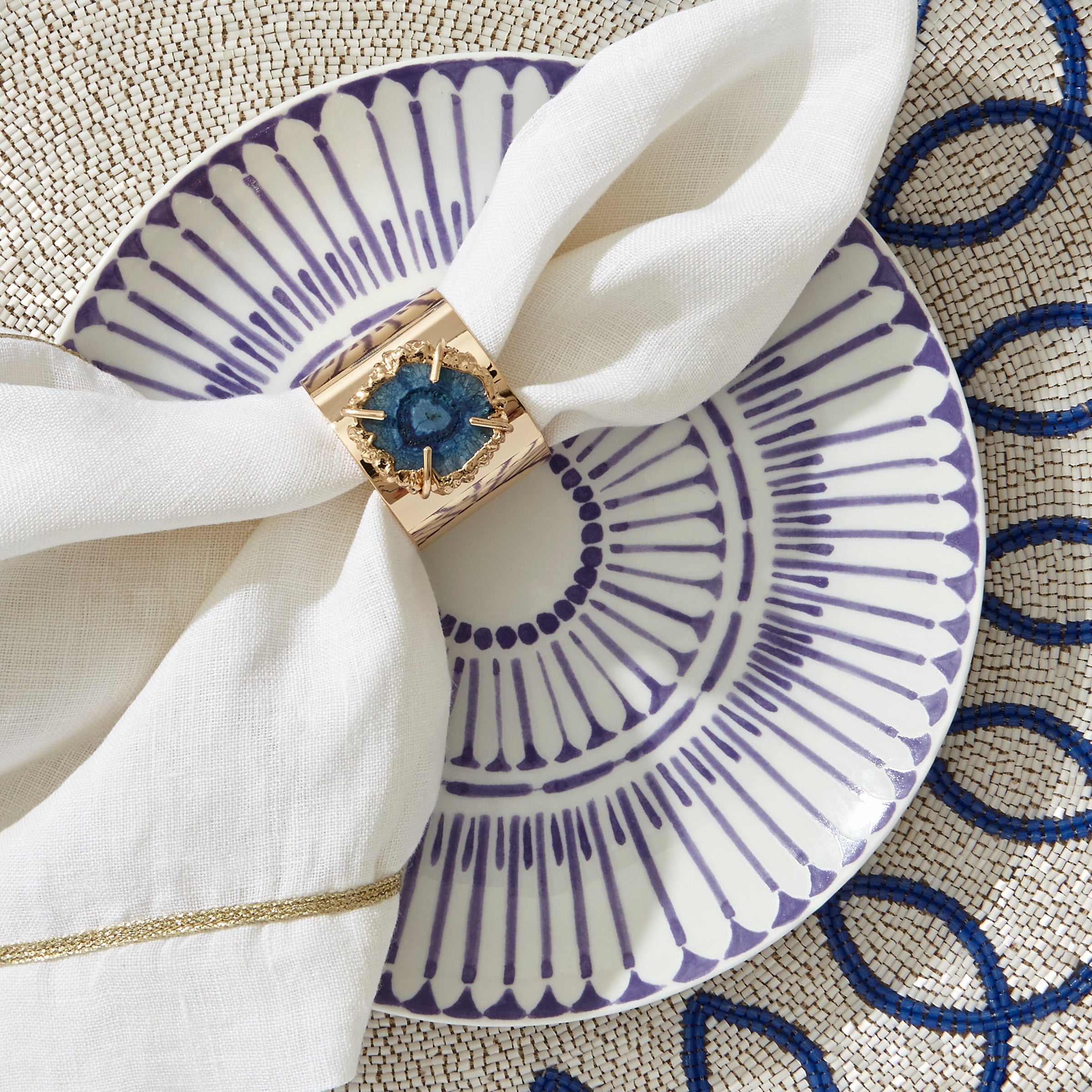 Crystal Quartz Napkin Rings - Indigo (Set of 2)